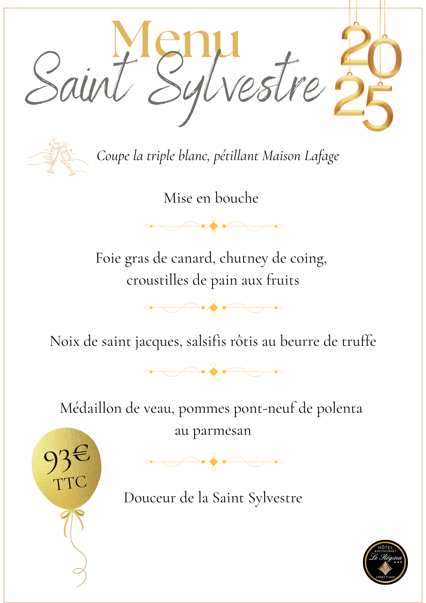 Menu de la Saint Sylvestre 2025